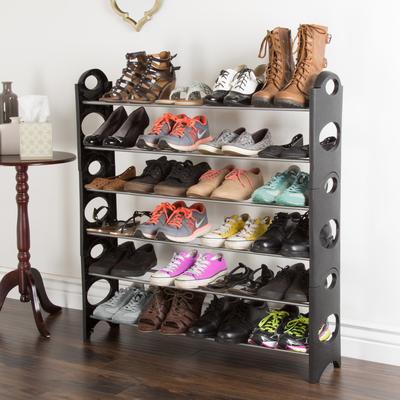 Stackable Shoe Rack - 6-Tier Shoe Shelf for Closet, Bathroom, and Entryway by Everyday Home (Black)