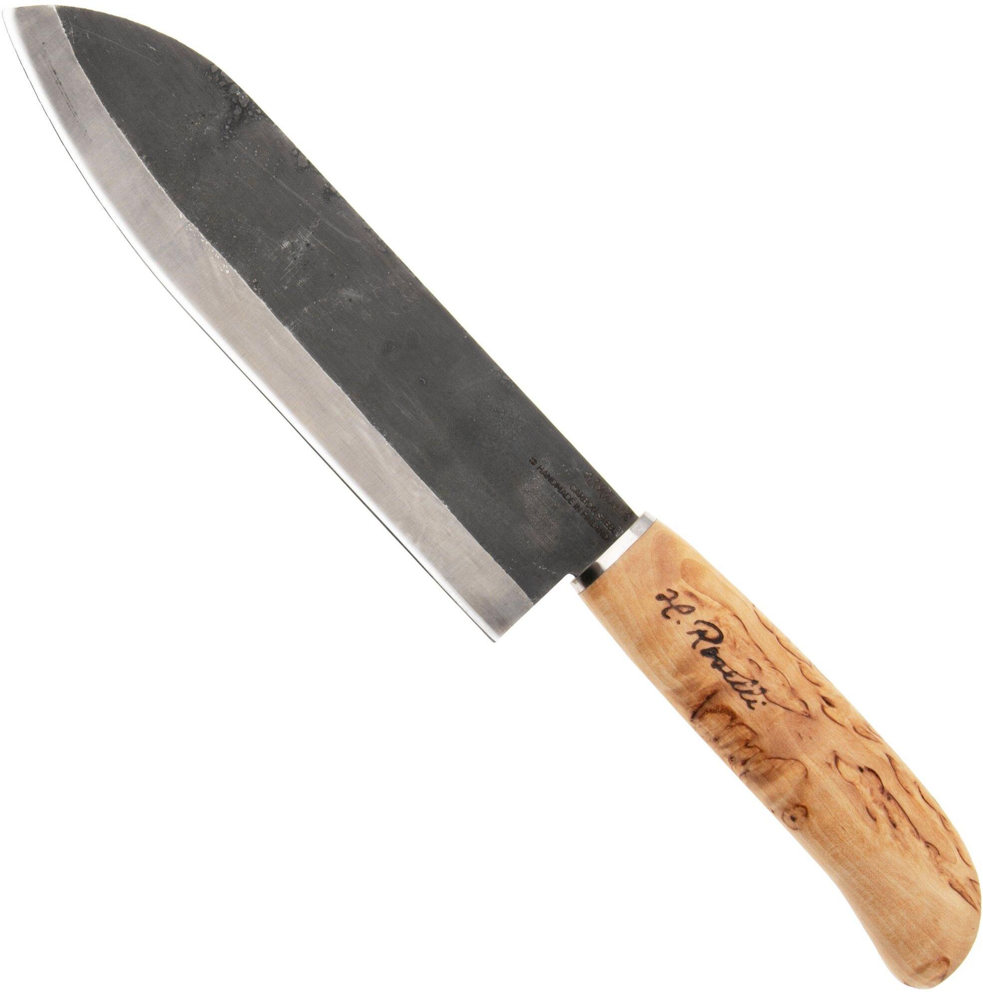 Nóż santoku Roselli Japanese Chef Knife R710 Carbon Steel, Curly Birch, 17,5 cm