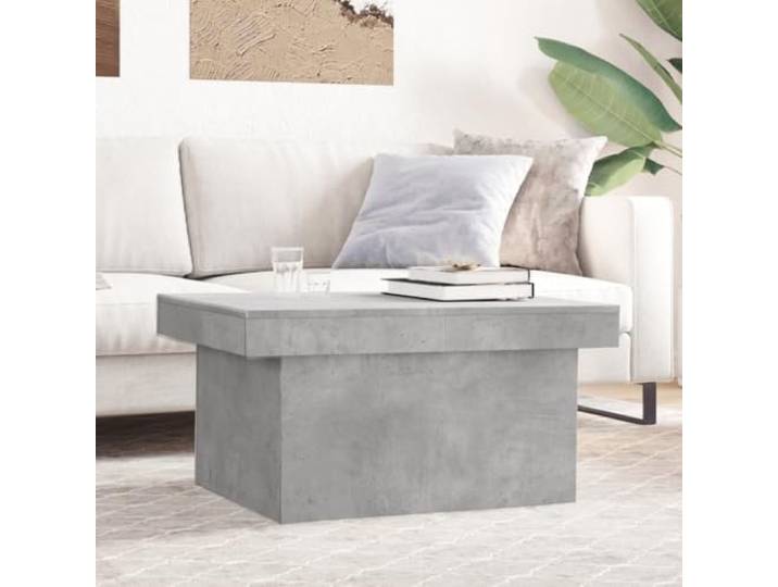 HEFZGDB Couchtisch Betongrau 80x55x40 cm Holzwerkstoff mit verschiebbarer Platte und verstecktem Stauraum, robuster Beistelltisch für Wohnzimmer, langlebiges Design, moderner