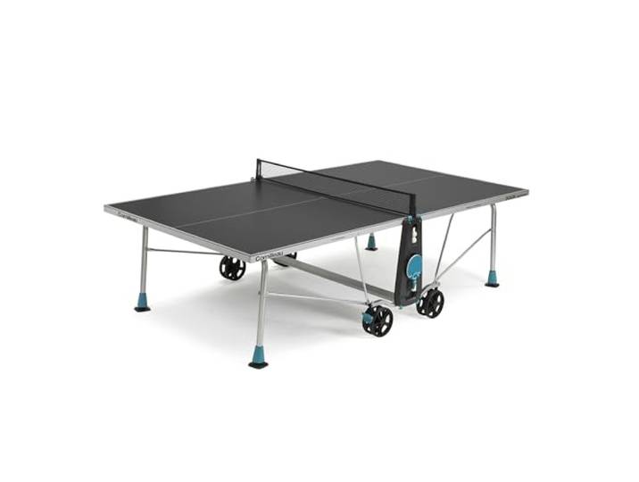 Cornilleau 200x - Outdoor Tischtennisplatte - Klappbar - Wetterfest - 5 mm Melaminharzplatte -Tischtennistisch für draußen - Turniermaße - Grau
