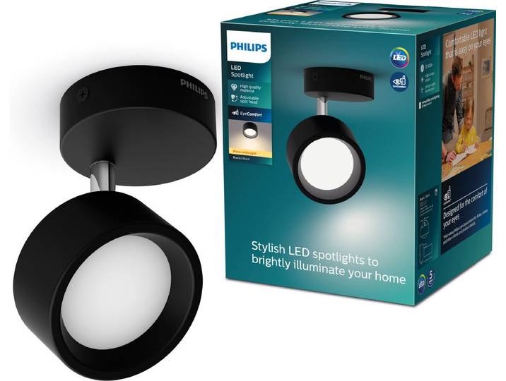 Philips Bracia single spot Zwart 27K 1x5.5W 27K