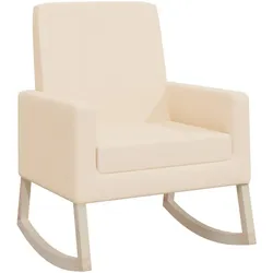 Décoshop26 - Gepolsterter Schaukelstuhl für Wohn-/Schlafzimmer in cremefarbenem Stoff DEC028910 DEC028910