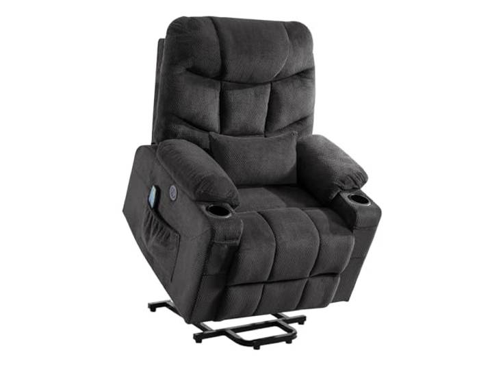 Consofa Große Power Lift Liegestühle, Liegestühle für ältere Menschen, Power Lift Stuhl mit Wärme und Massage, Power Lift Recliner mit Lendenkissen, 4 Taschen und 2 Getränkehaltern, USB