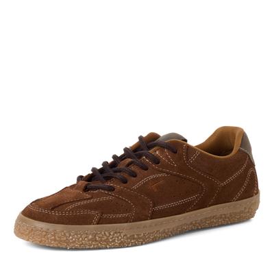 Plateausneaker TAMARIS, Damen, Gr. 37, Textil, cognac, Veloursleder, aufgeraut, Basic, Schuhe Plateausneaker, Freizeitschuh, Schnürer, Halbschuh im Retro-Look