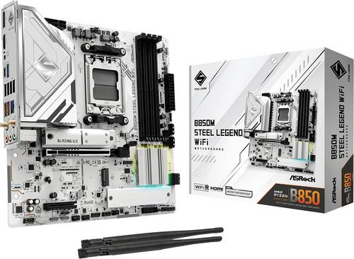 ASRock B850M Steel Legend Mainboard Sockel (PC) AMD AM5 Formfaktor (Details) Micro-ATX Mainboard-Chipsatz AMD B850