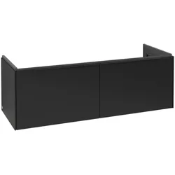 Villeroy & Boch Subway 3.0 Waschbeckenunterschrank, LED-Beleuchtung, 2 Auszüge, 1272x429x478mm, C567L1VL, Farbe: Front/Korpus: Volcano Black, Griff: Volcano Black