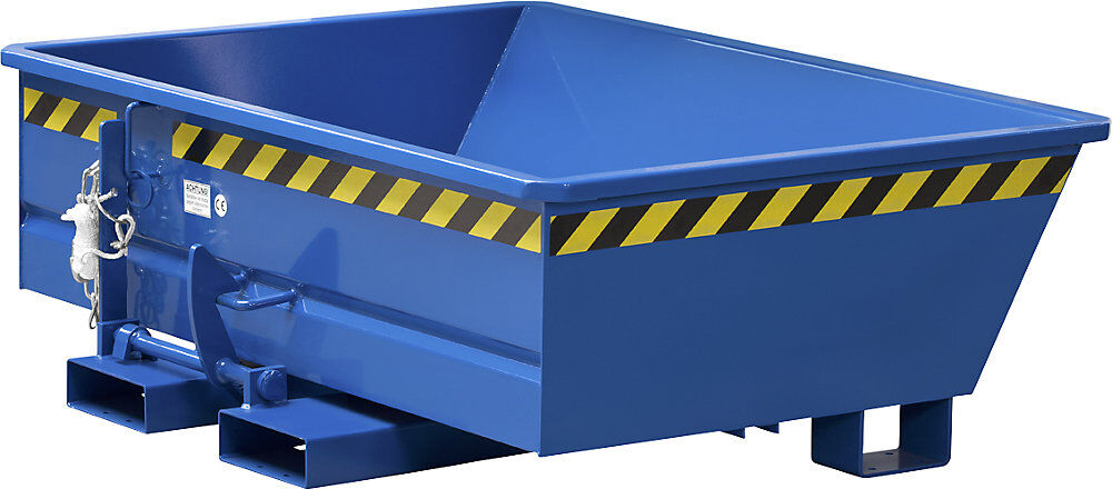 kaiserkraft Mini-Kippbehälter, niedrige Bauhöhe, Volumen 0,35 m³, enzianblau