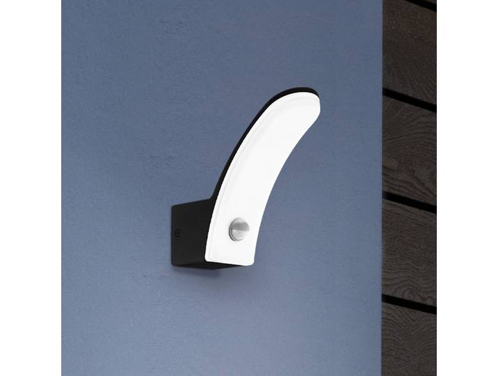 EGLO Außenwandleuchte mit Bewegungsmelder Fiumicino, schwarz, Aluminium, Modern