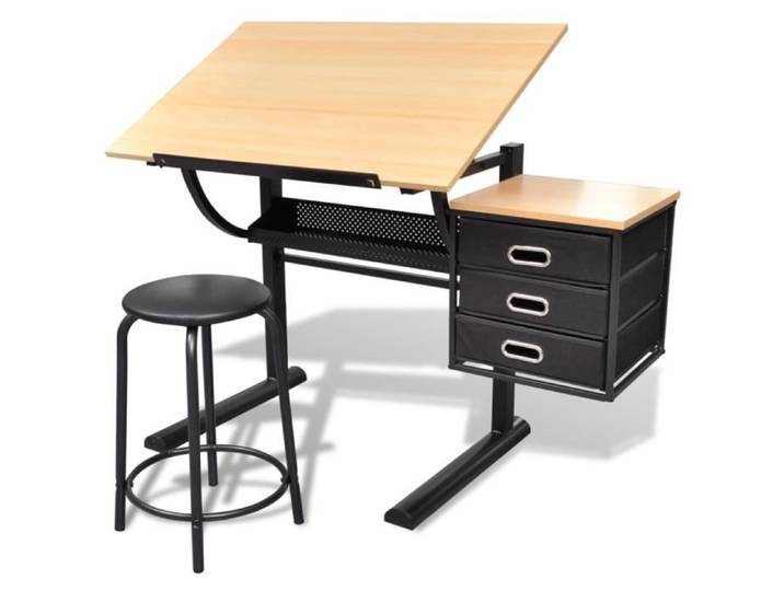 Table à dessin - ESTINK - 85670 - Inclinable - 3 tiroirs - Tabouret inclus