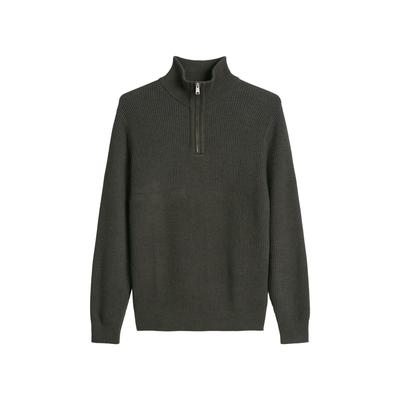 Troyer MARC O'POLO "aus Bio-Baumwoll-Schurwoll-Mix", Herren, Gr. S, grau (schwarz braun), Obermaterial: 68% Baumwolle, 17% Schurwolle, 8% Polyamid, 7% Polyester, unifarben, Pullover Troyer