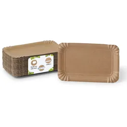 BIOZOYG 1000 Stück Einwegteller 10 x 16 cm Pappteller, biologisch abbaubar, braun, rechteckig, recyclingfähig, robust Bioteller, Einweggeschirr