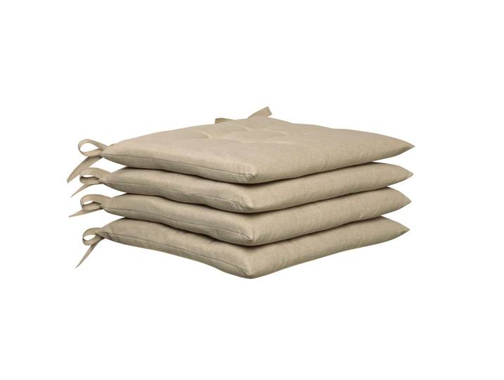 Peyer Syntex Sitzkissenset Oslo, Sandfarben, 4-teilig, Uni, Füllung: Schaumstoff, quadratisch, 40x40 cm, mittels Bändern zu befestigen, Fleckschutz, Heimtextilien, Wohntextilien, Sitzkissen