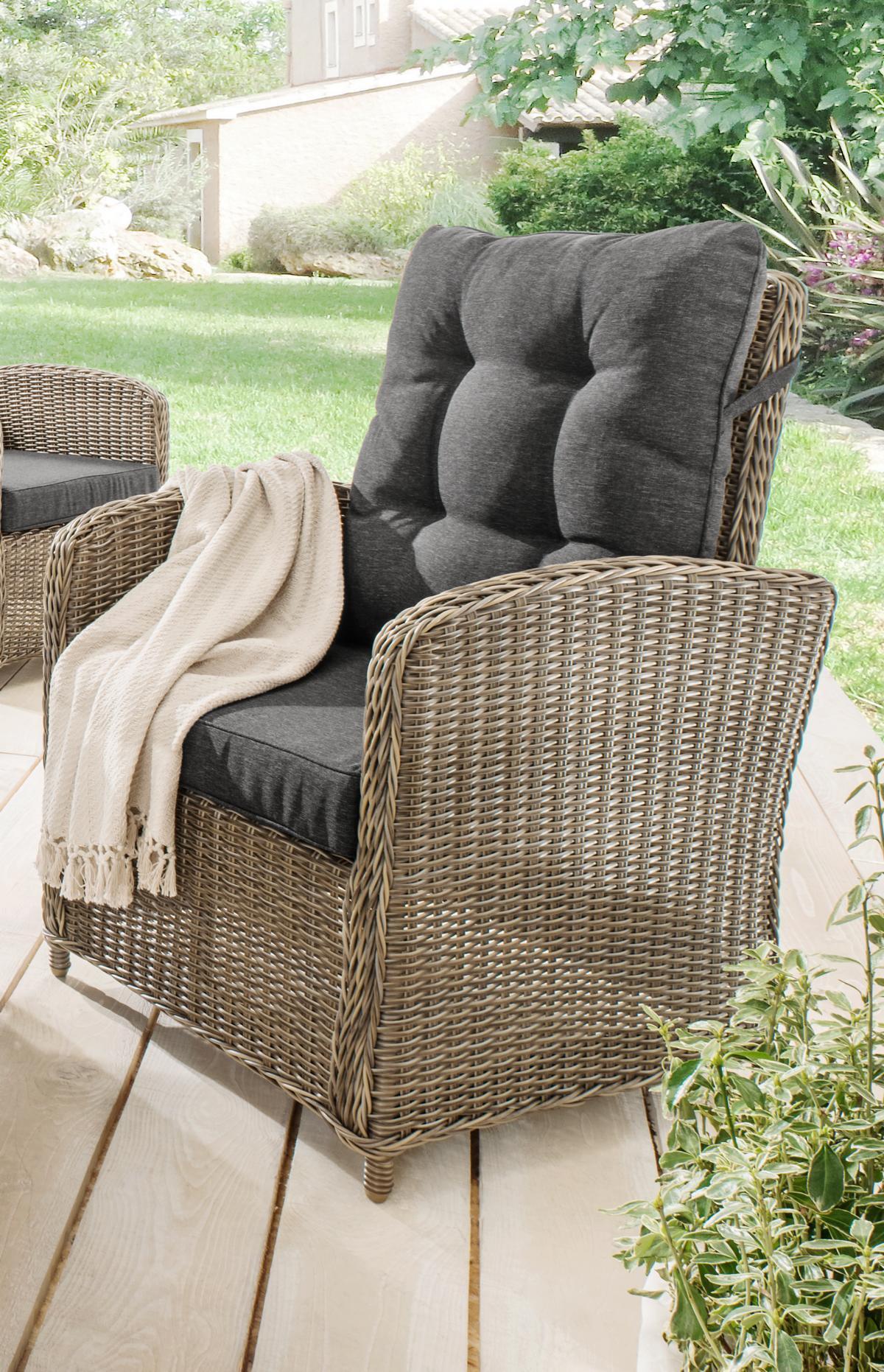 Destiny Gartensessel MERANO 67x74x99 cm, Rückenlehne verstellbar, vintage grau