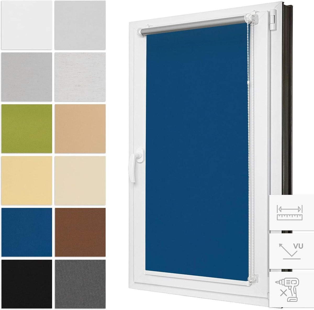 Verduisterend rolgordijn Blauw - Maatwerk raambekleding - 42 x 150 cm