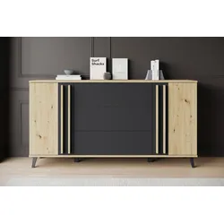 Sideboard Helsinki 150 Eiche Artisan/Schwarz