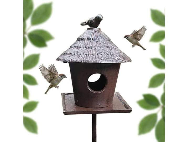 Relaxdays Mangeoire à Oiseaux sur Pied\, Fonte\, Jardin & terrasse\, Marron pour oiseaux sauvages