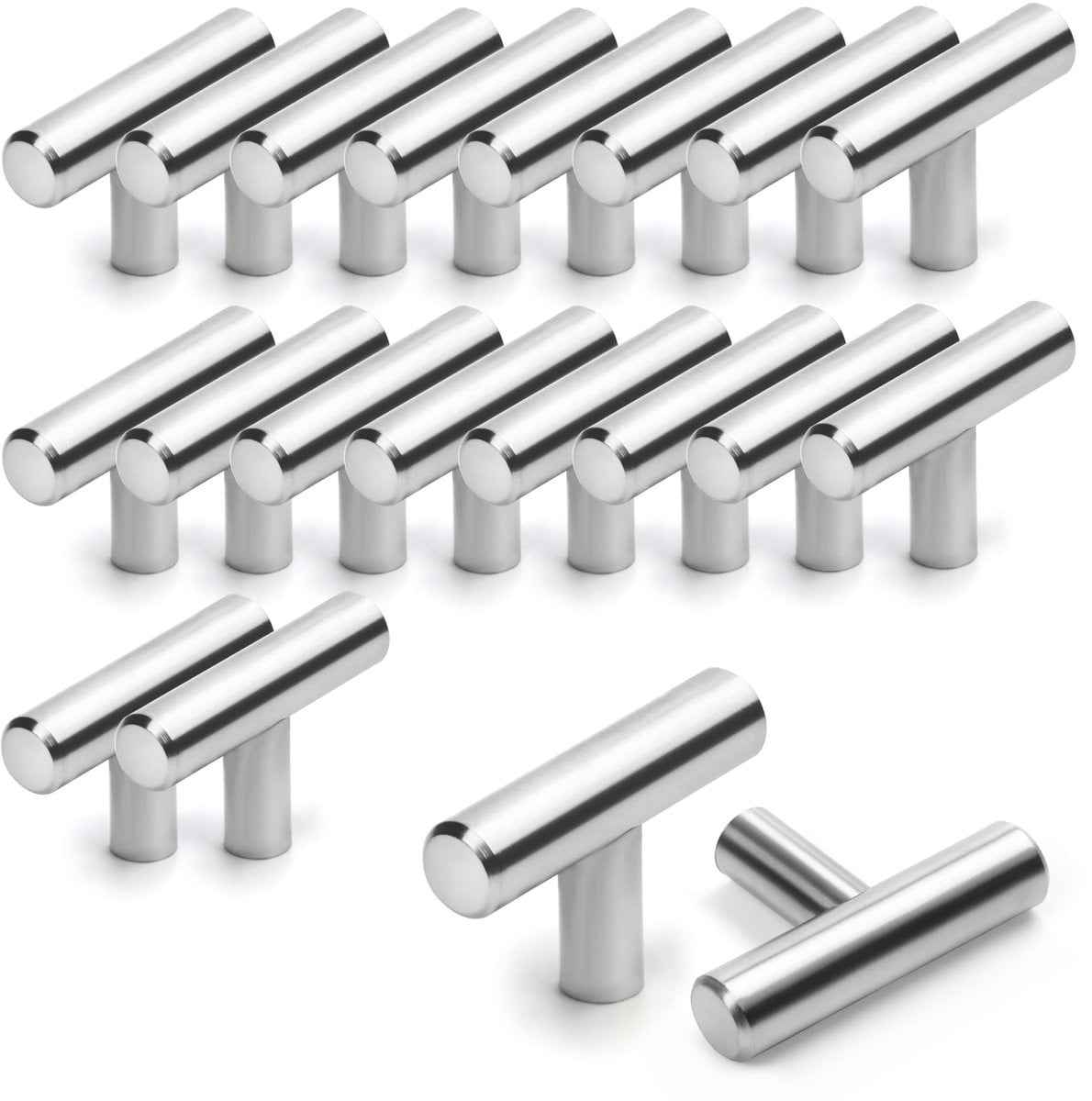 Dailygoody Keukenlade Handgrepen - T-Knoppen - Zilver - 20 Stuks