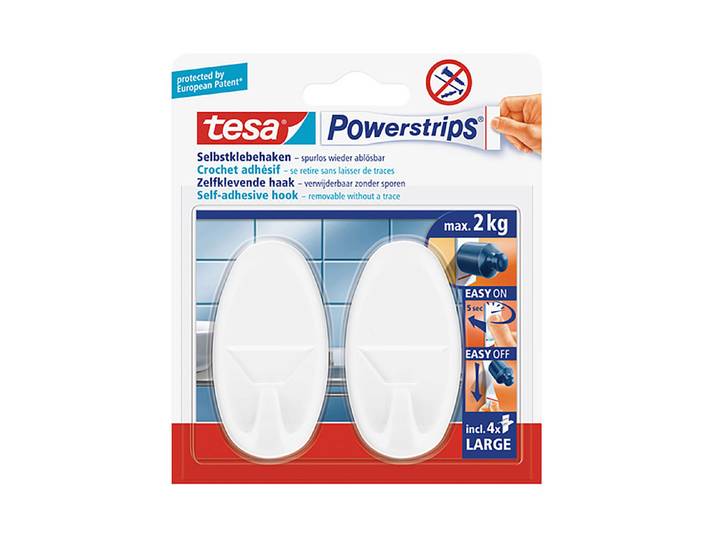 Tesa Selbstklebende Haken Weiss 2 kg 2 Stück