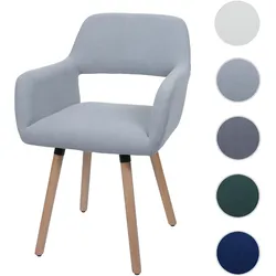 Esszimmerstuhl HWC-A50 II, Stuhl Küchenstuhl Polsterstuhl, Holz Stoff/Textil Cord (400g/m2) FSC® ~ hellgrau