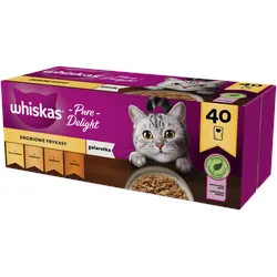 WHISKAS Adult Sachets 40 x 85 g Geflügelfrikadellen - Nassfutter für ausgewachsene Katzen, in Gelee (Stücke mit: Huhn, Pute, Geflügel, Ente)