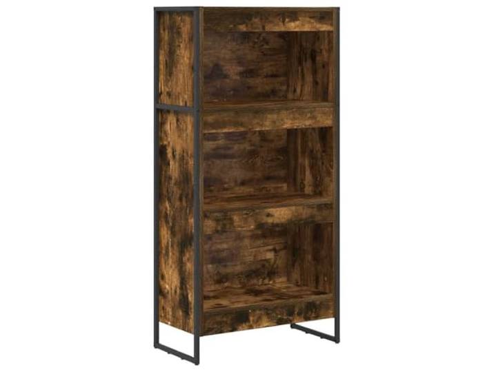 KGFHERENB Standregal Raucheiche 60x30x121 cm Holzwerkstoff 3 Fächer Stilvolles Industrie-Design mit 3 Staufächern für Wohnzimmer, Schlafzimmer und Flur, stabile Stahlbeine für Haltbarkeit.