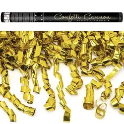 Konfetti Kanone mit Luftschlangen gold 80 cm