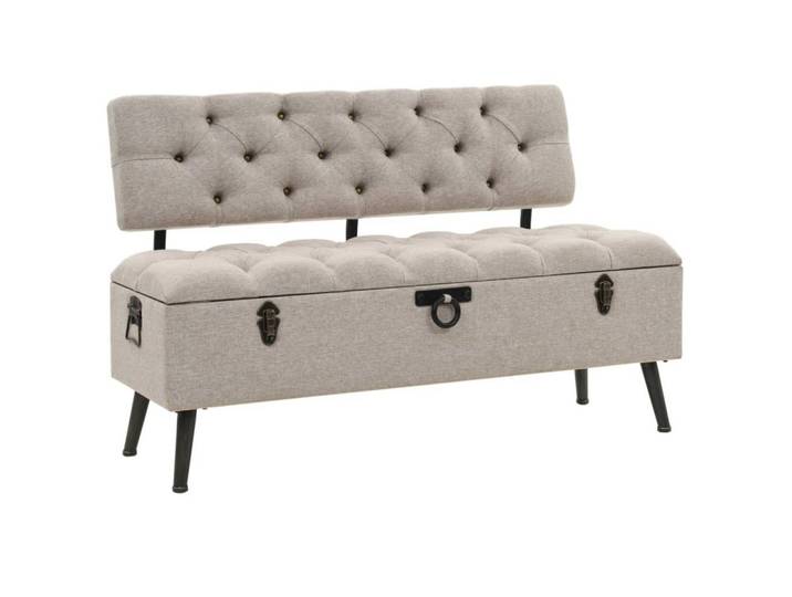 vidaXL Sitzbank Sitzbank mit Stauraum und Rückenlehne 110cm Creme Stoff