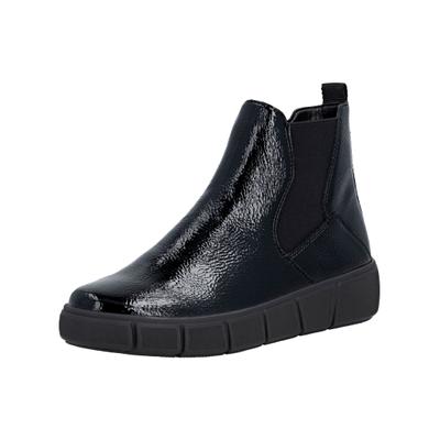 Stiefelette REMONTE "Remonte Stiefelette Leder/Textil", Damen, Gr. 40, Textil, schwarz lack, Leder, Textil, Schuhe Stiefelette