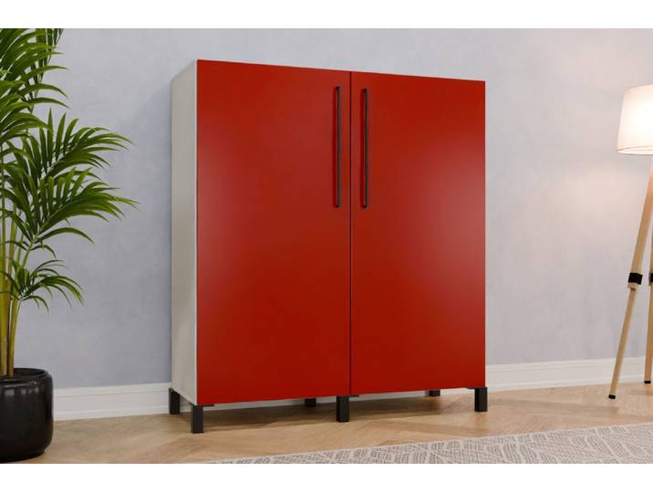 Büro Highboard nach Maß - RAL 3002 Karminrot - 135x120x44cm - Individuell konfigurieren