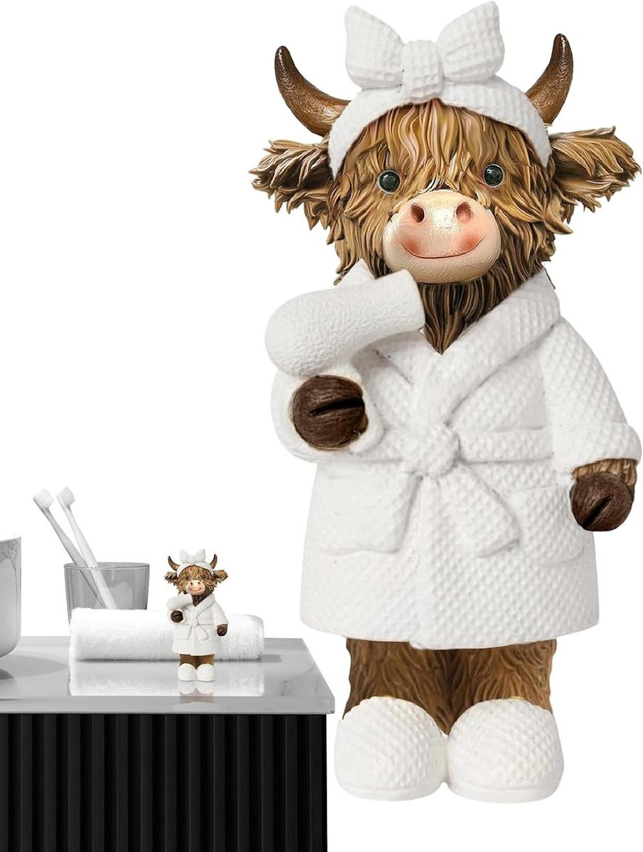 Set van koeienbeeldjes handgesneden miniatuur dieren decoratie bruin Hoogte: 13,5 cm