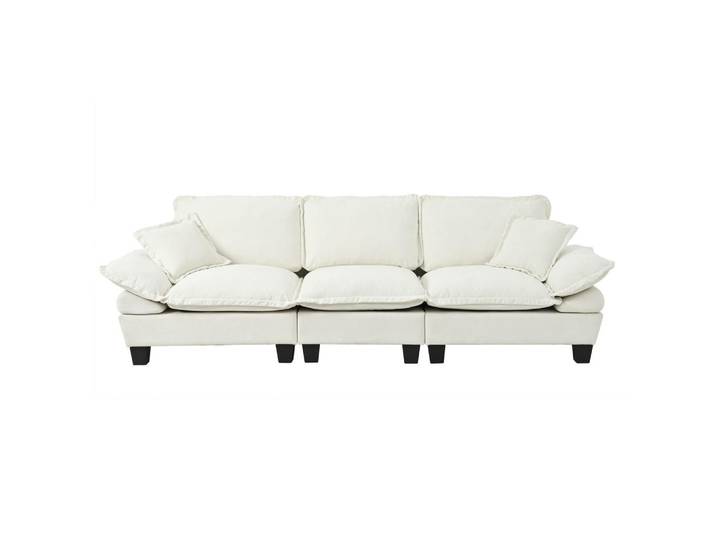 Oxeza Ecksofa 264/85/90 cm Beige mit gebogenen Armlehnen, Mode, Rechteckig, 263x82 cm, Wohnzimmer, Sofas & Couches, Wohnlandschaften, Ecksofas