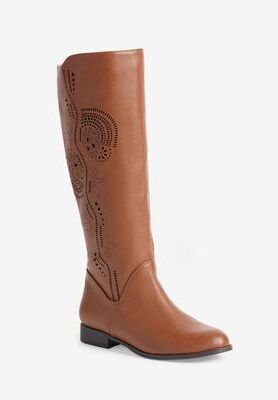 Extra Wide Width Women's The Lili Tall Wide Calf Boot By Comfortview by Comfortview in Cognac (Size 8 WW)