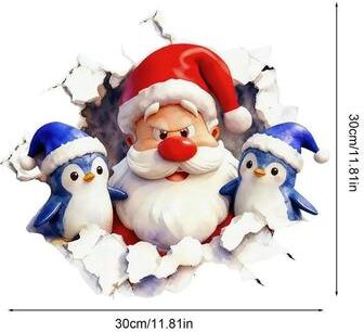 Uplift Treasures 3D Wall Breaking Santa Claus Christmas Sticker a