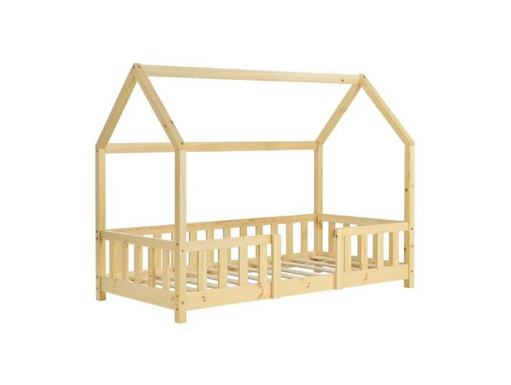 en.casa Kinderbett, »Sisimiut« Haus-Optik mit Rausfallschutz 70x140cm Holz