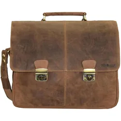 Greenburry Vintage Aktentasche Leder 42 cm Laptopfach (15"), Notebooktasche, Braun
