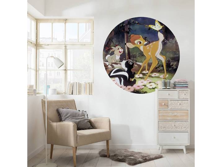 Papier peint intissé Bambi Butterfly 128 x 128cm Multicolore