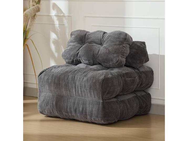 GarveeHome Faltbares 2er-Set Schlafsofa – Umwandelbarer Einzelsessel mit Kissen, ergonomischer Rückenstütze & abnehmbarem waschbarem Bezug für Wohnzimmer und Schlafzimmer (Grau) – Spezifikation: 2