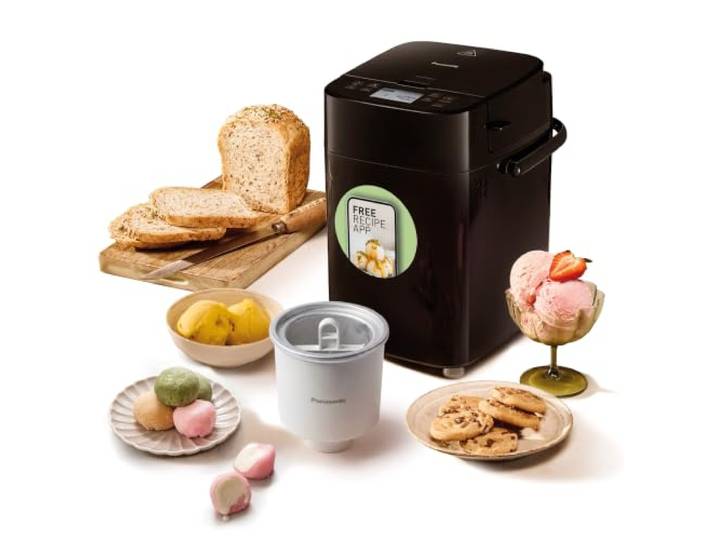Panasonic SD-PMC101KXE Brotbackautomat 400g und Eismaschine 400ml, Schwarz 34 Programme, 4 Glutenfrei-Programme, Vollautomatischer, Rosinen-Nussverteiler und Hefespender, 13-Stunden-Zeitvorwahl