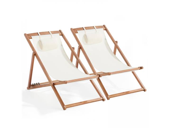 Oviala - Lot de 2 chiliennes en eucalyptus inclinables