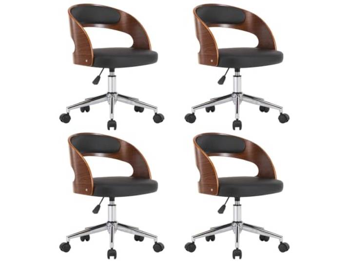 Todiikf Esszimmerstühle 4er Set Drehbar mit Rollen Kunstleder Schwarz Ergonomische Polsterstühle im 4er Set für Esszimmer und Arbeitszimmer mit flexiblen Rollen und Höhenverstellung.