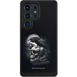 Nivocase Hülle für Samsung Galaxy S25 Ultra Handyhülle NIVOcore Case Schwarz Rabe Schädel Totenköpfe (Samsung Galaxy S25 Ultra), Smartphone Hülle, Schwarz