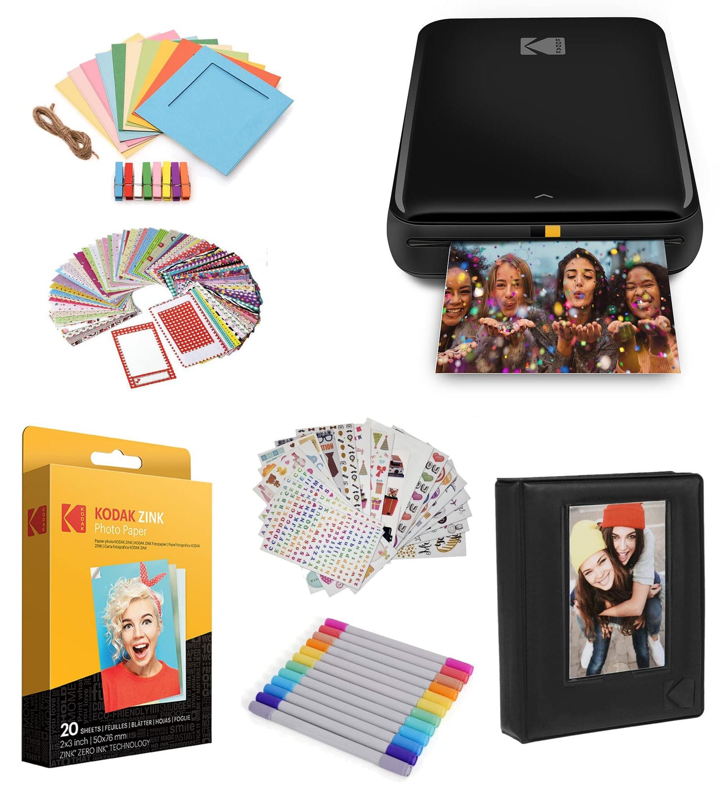 Kodak Step draadloze mobiele fotoprinter met Zink-technologie en app voor iOS en Android, zwart, 2x3 inch