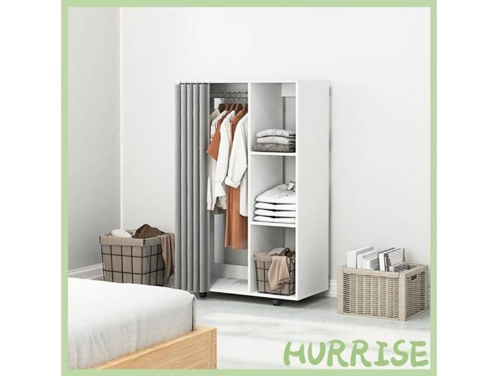 Cocosity Armoire Penderie Vêtement Dressing Mobile 4 Roulettes Avec Tringle À Vêtements Et Étagères Ouvertes Blanc