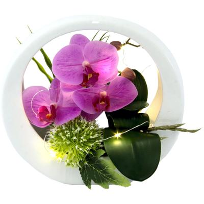 Kunstorchidee OTTO HOME "Orchidee", rosa, B:22cm H:20cm, Kunstpflanzen, im Keramiktopf, mit LED-Beleuchtung