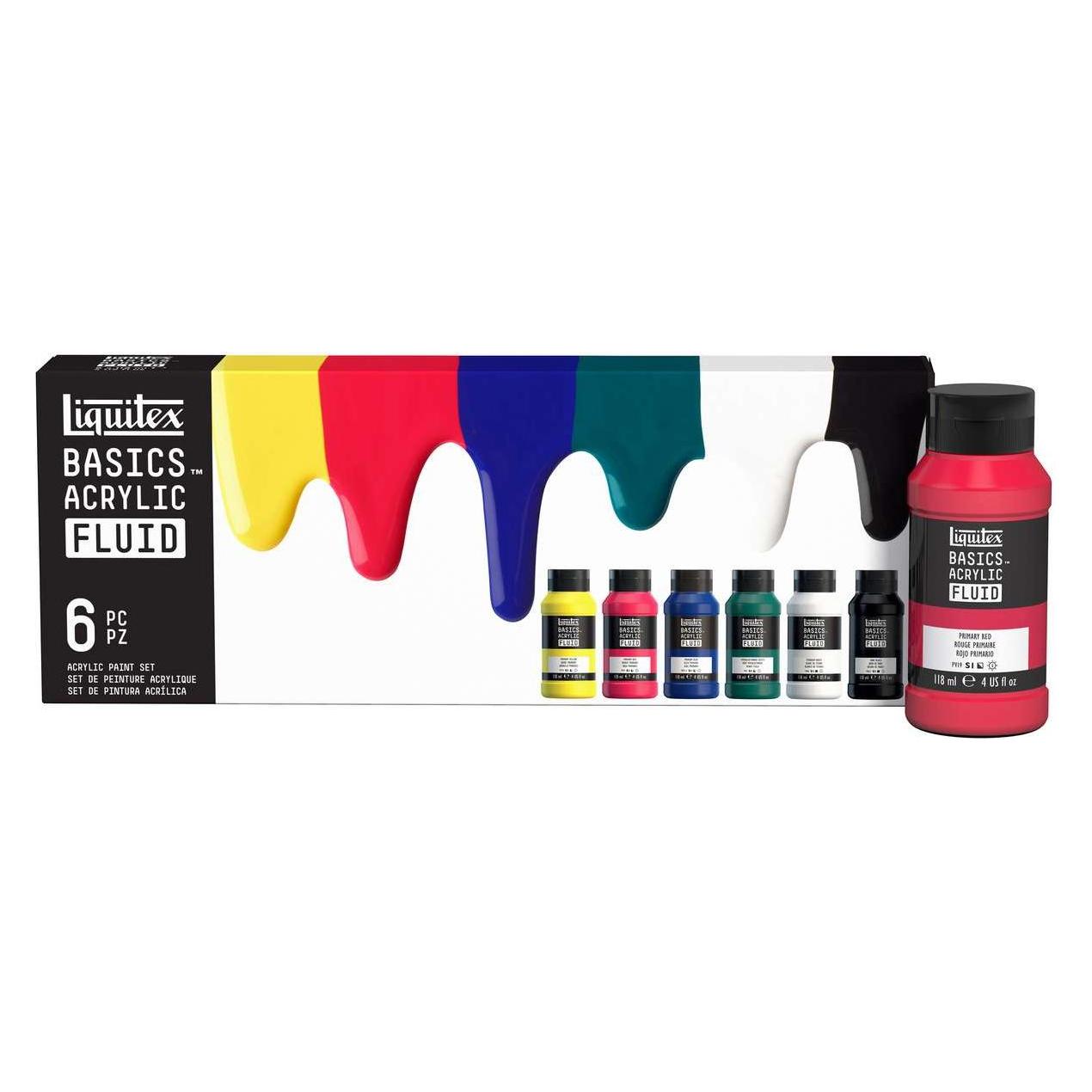 Winsor & Newton Basics acrylic fluid set 6x118ml row (118 ml) (3699430)