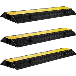 Wiltec, Kabelschutz + Kabelführung, Kanal Kabelbrücke 3St. 15t 30km/h Überfahrschutz 98x26x6,5cm Kabelkanal (Kabelbrücke, 98 cm)