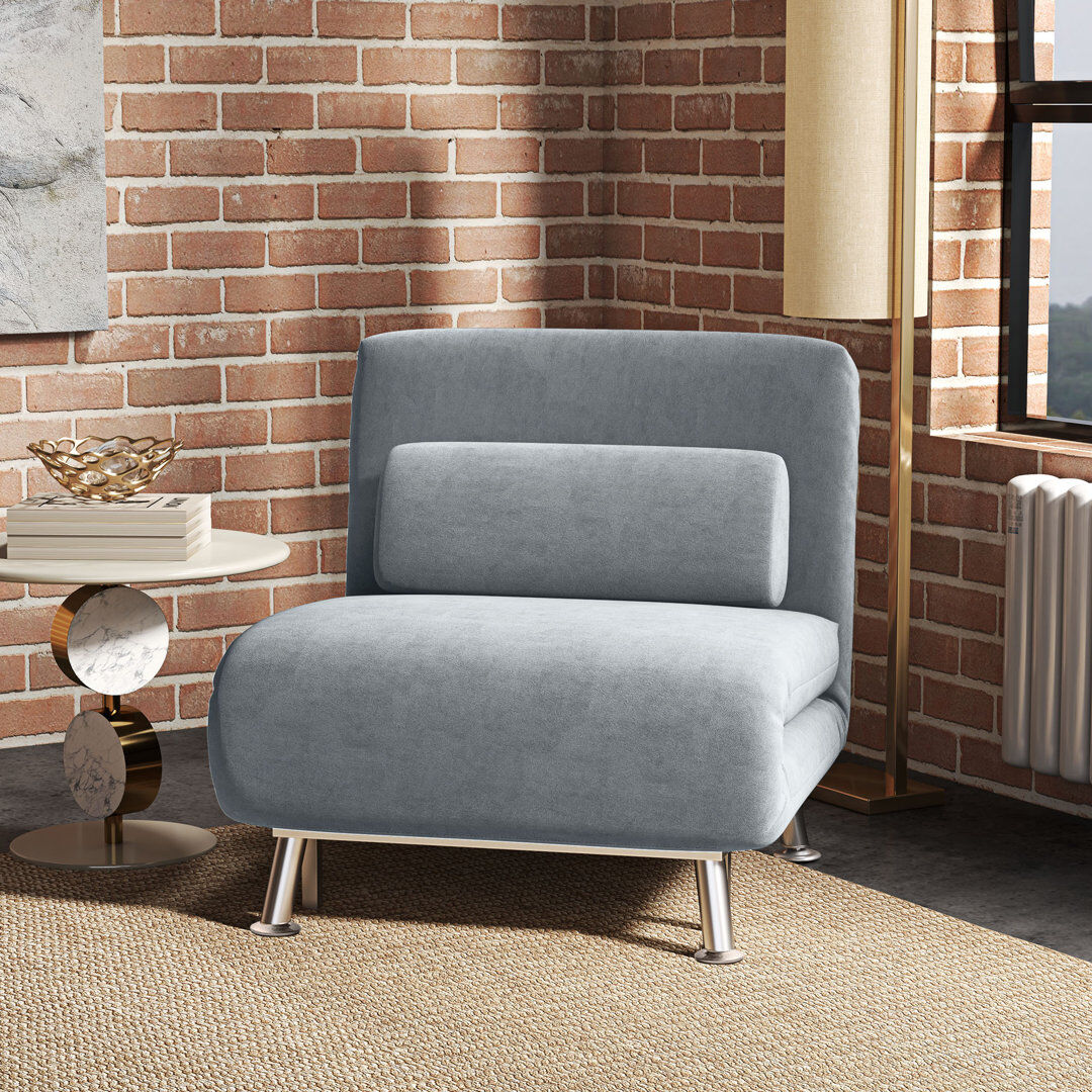 Isabelle & Max Romig Folding 5 Position Convertible Sleeper Bedroom Chair Bed Grey 75cm H X 75cm W X 70cm D