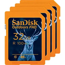 SANDISK Outdoors FHD 4er Pack, SDHC SD-UHS-I-Karte, 32 GB, 100 MB/s