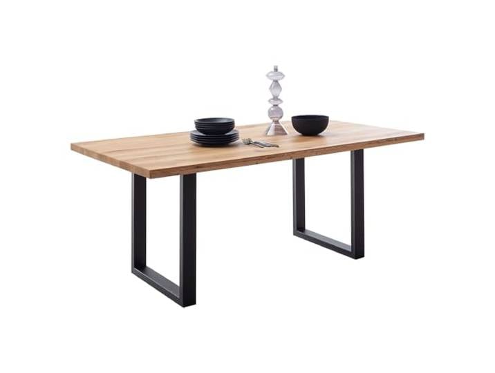 Lomadox Esszimmer Massivholz-Esstisch Tisch 160x90 cm in Wildeiche massiv geölt mit U-Gestell und gerader Kante, Echtholz