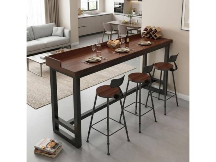 Bartisch Lang Schmal, Stehtisch Hochtisch Küche Theke Bistro Industriell Bartisch Lang Schmal, Stehtisch Hochtisch Küche Theke Bistrotisch Industriell aus Holz & Metall, für Kleine Räume